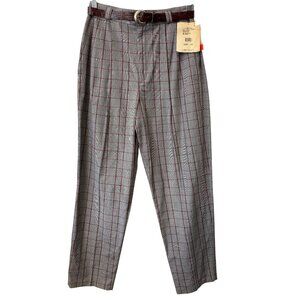 Vintage 90s Lord Isaacs Belted Plaid Pants Siz 14 Pleated High Rise Deadstock NE